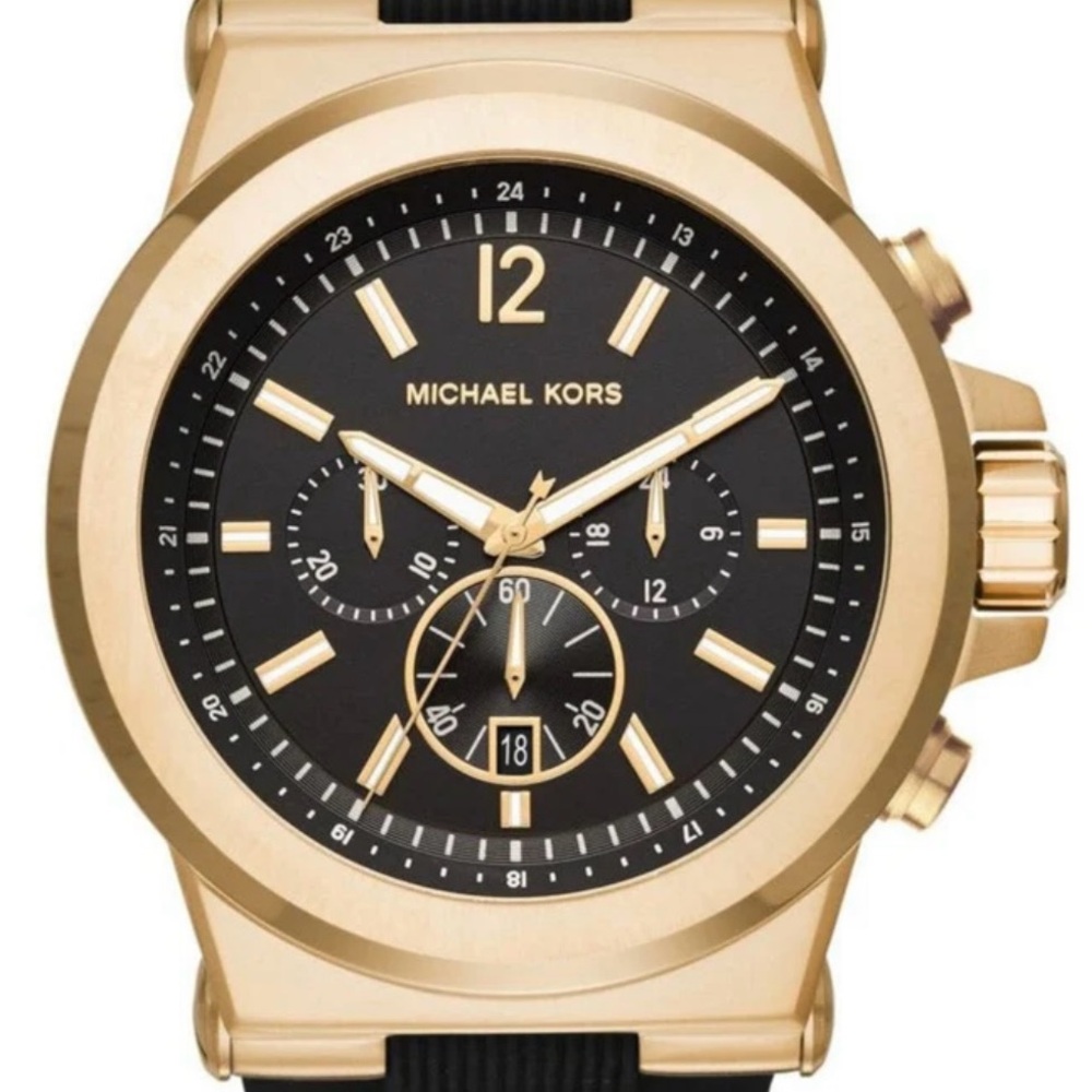 Michael Kors Black and Gold Chronograph Timepiece